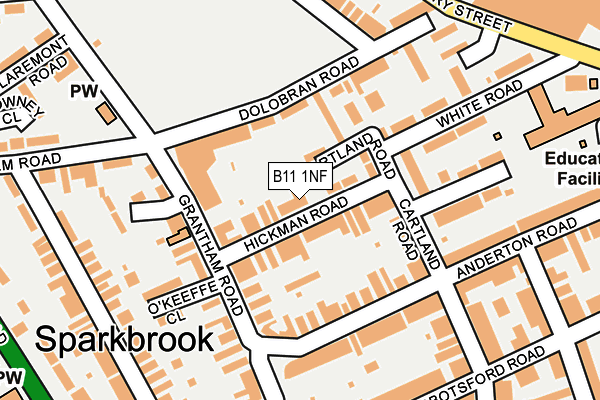 B11 1NF map - OS OpenMap – Local (Ordnance Survey)