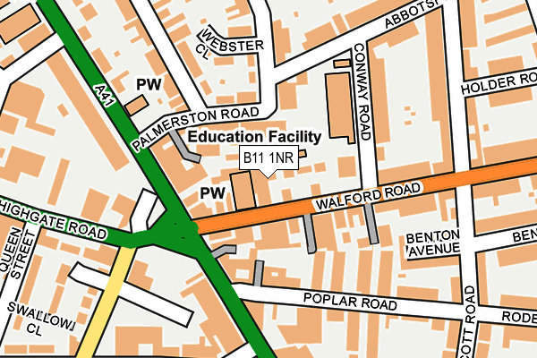 B11 1NR map - OS OpenMap – Local (Ordnance Survey)