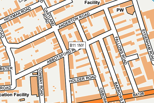 B11 1NY map - OS OpenMap – Local (Ordnance Survey)