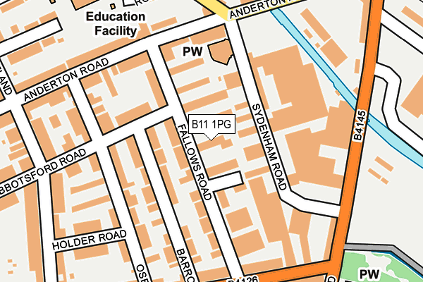 B11 1PG map - OS OpenMap – Local (Ordnance Survey)