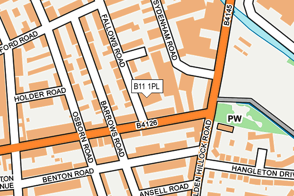 B11 1PL map - OS OpenMap – Local (Ordnance Survey)