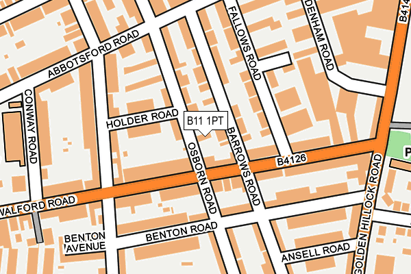 B11 1PT map - OS OpenMap – Local (Ordnance Survey)