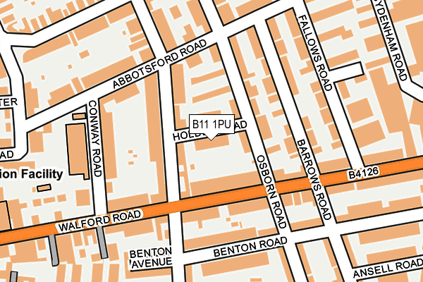 B11 1PU map - OS OpenMap – Local (Ordnance Survey)