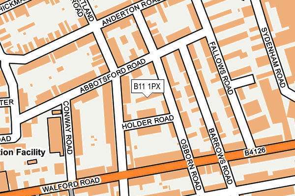 B11 1PX map - OS OpenMap – Local (Ordnance Survey)