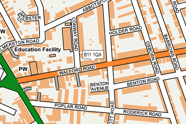 B11 1QA map - OS OpenMap – Local (Ordnance Survey)