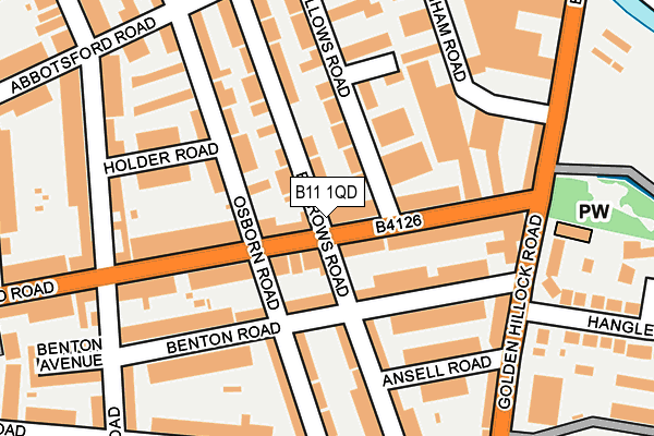 B11 1QD map - OS OpenMap – Local (Ordnance Survey)