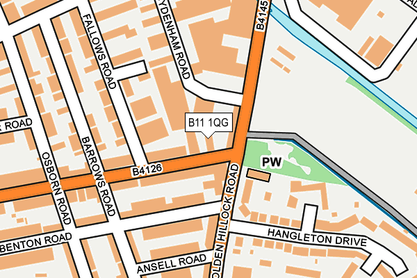 B11 1QG map - OS OpenMap – Local (Ordnance Survey)