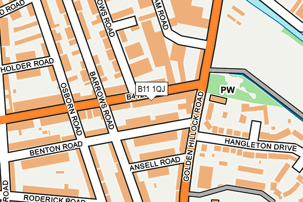 B11 1QJ map - OS OpenMap – Local (Ordnance Survey)