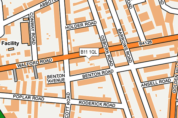 B11 1QL map - OS OpenMap – Local (Ordnance Survey)