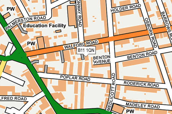 B11 1QN map - OS OpenMap – Local (Ordnance Survey)