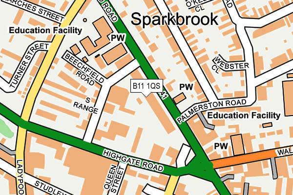 B11 1QS map - OS OpenMap – Local (Ordnance Survey)