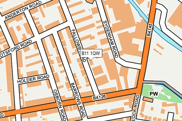 B11 1QW map - OS OpenMap – Local (Ordnance Survey)