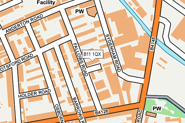 B11 1QX map - OS OpenMap – Local (Ordnance Survey)