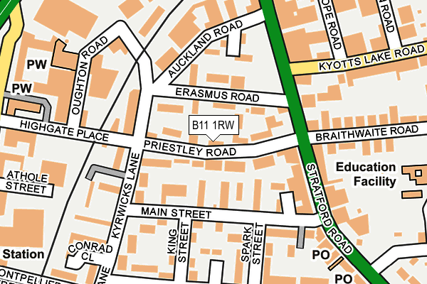 B11 1RW map - OS OpenMap – Local (Ordnance Survey)
