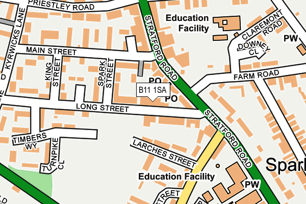 B11 1SA map - OS OpenMap – Local (Ordnance Survey)