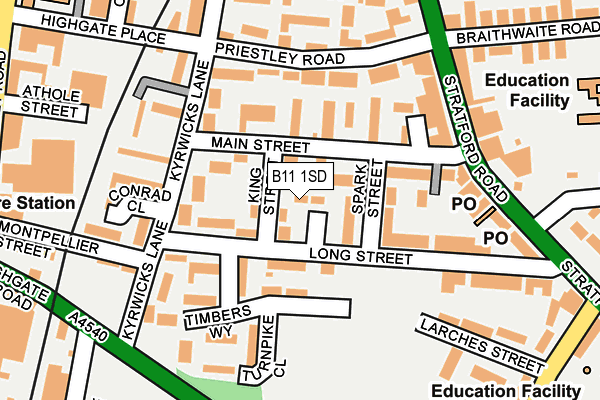 B11 1SD map - OS OpenMap – Local (Ordnance Survey)