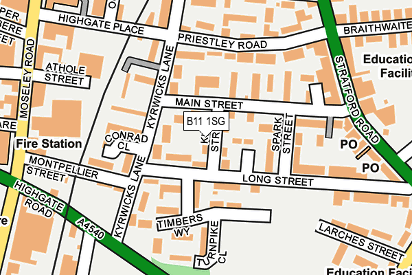 B11 1SG map - OS OpenMap – Local (Ordnance Survey)