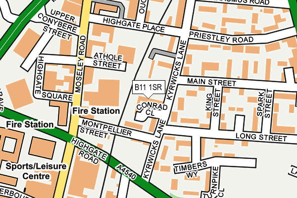 B11 1SR map - OS OpenMap – Local (Ordnance Survey)