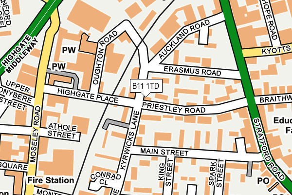 B11 1TD map - OS OpenMap – Local (Ordnance Survey)