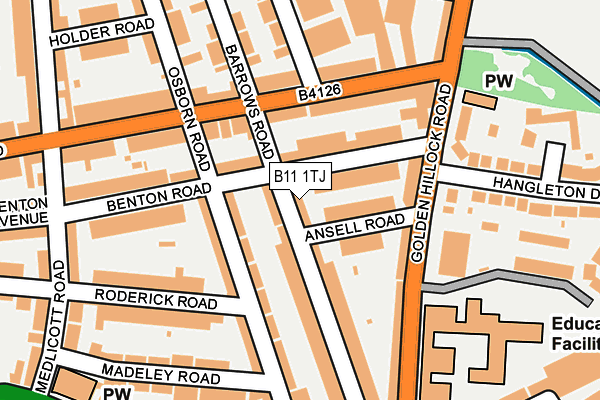 B11 1TJ map - OS OpenMap – Local (Ordnance Survey)