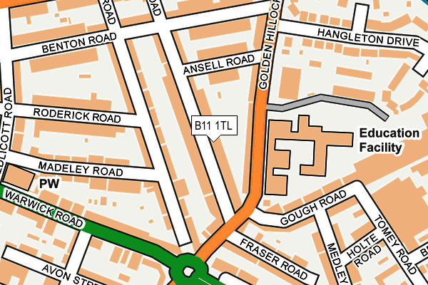 B11 1TL map - OS OpenMap – Local (Ordnance Survey)