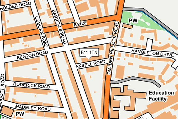 B11 1TN map - OS OpenMap – Local (Ordnance Survey)