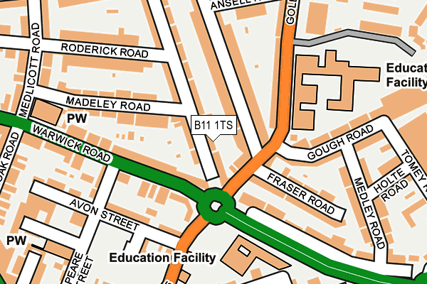 B11 1TS map - OS OpenMap – Local (Ordnance Survey)