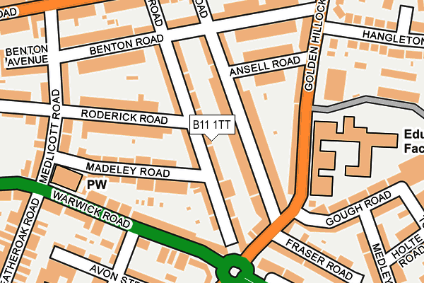 B11 1TT map - OS OpenMap – Local (Ordnance Survey)