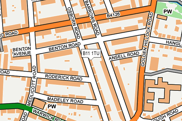 B11 1TU map - OS OpenMap – Local (Ordnance Survey)