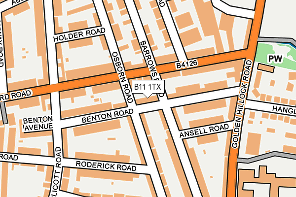 B11 1TX map - OS OpenMap – Local (Ordnance Survey)