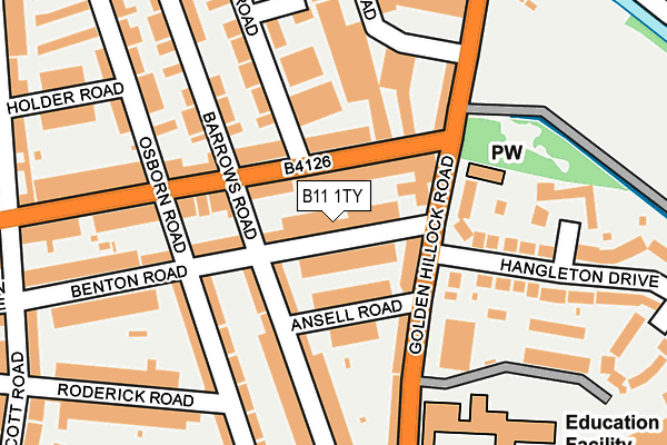 B11 1TY map - OS OpenMap – Local (Ordnance Survey)