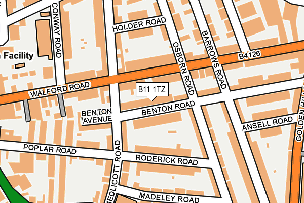B11 1TZ map - OS OpenMap – Local (Ordnance Survey)