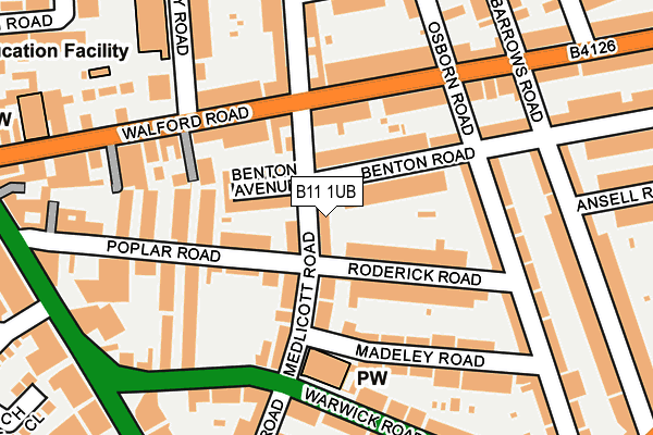 B11 1UB map - OS OpenMap – Local (Ordnance Survey)