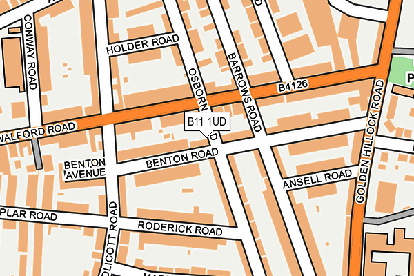 B11 1UD map - OS OpenMap – Local (Ordnance Survey)