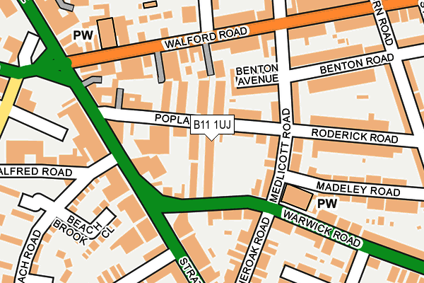 B11 1UJ map - OS OpenMap – Local (Ordnance Survey)