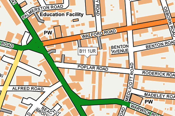 B11 1UR map - OS OpenMap – Local (Ordnance Survey)