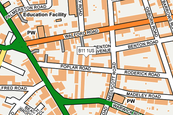 B11 1US map - OS OpenMap – Local (Ordnance Survey)