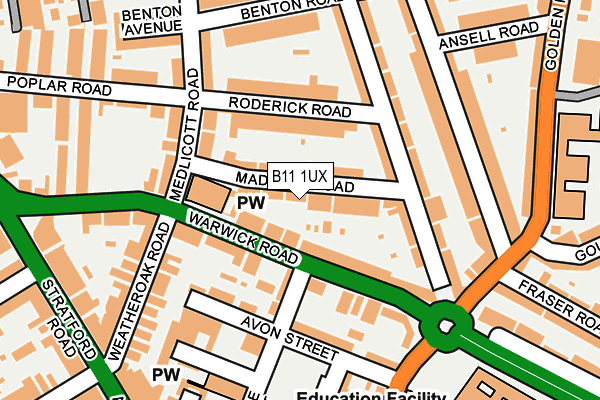 B11 1UX map - OS OpenMap – Local (Ordnance Survey)