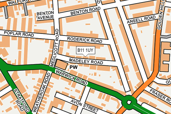 B11 1UY map - OS OpenMap – Local (Ordnance Survey)