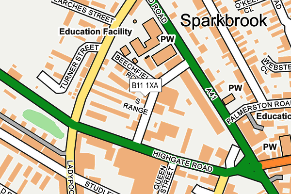 B11 1XA map - OS OpenMap – Local (Ordnance Survey)