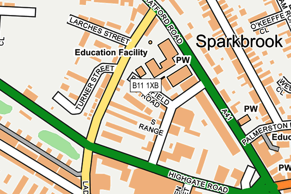 B11 1XB map - OS OpenMap – Local (Ordnance Survey)