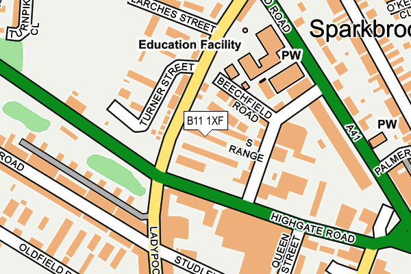 B11 1XF map - OS OpenMap – Local (Ordnance Survey)