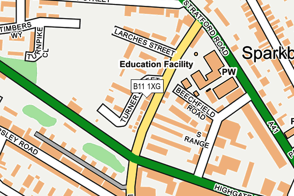 B11 1XG map - OS OpenMap – Local (Ordnance Survey)