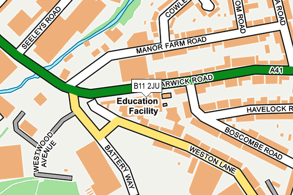 B11 2JU map - OS OpenMap – Local (Ordnance Survey)