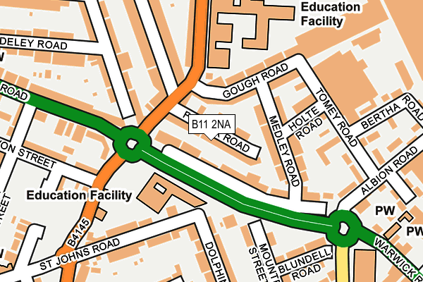 B11 2NA map - OS OpenMap – Local (Ordnance Survey)