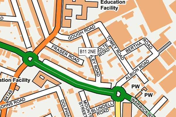 B11 2NE map - OS OpenMap – Local (Ordnance Survey)