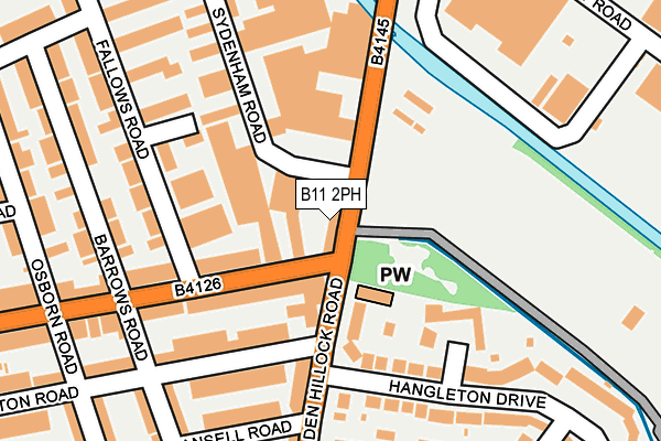 B11 2PH map - OS OpenMap – Local (Ordnance Survey)