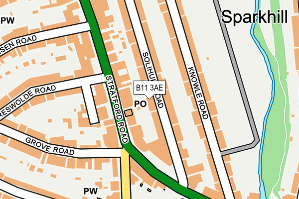 B11 3AE map - OS OpenMap – Local (Ordnance Survey)