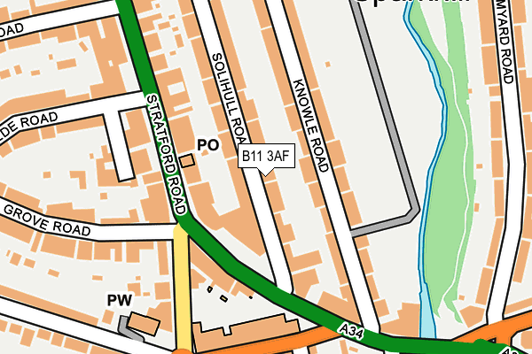 B11 3AF map - OS OpenMap – Local (Ordnance Survey)