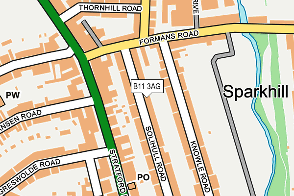 B11 3AG map - OS OpenMap – Local (Ordnance Survey)